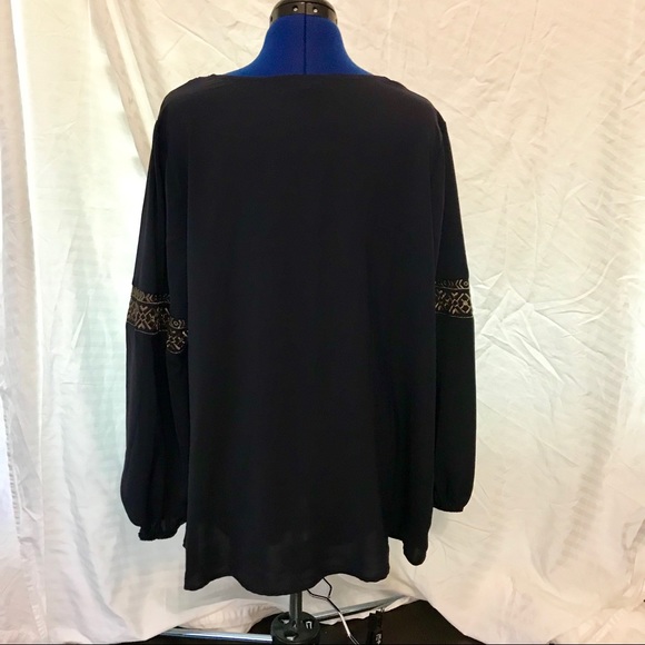 Truly Poppy Navy Blue Peasant Blouse - Picture 2 of 4